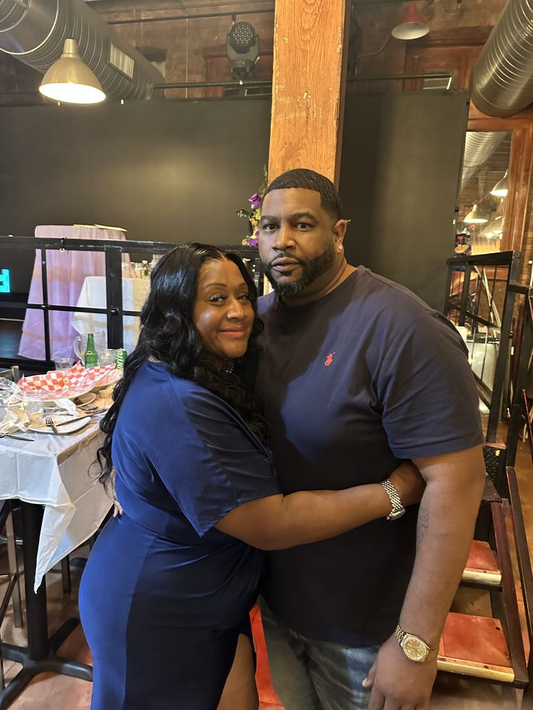 The founder with a supporter at the Gift of Life Fundraiser